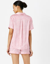 Floral Satin Button Through PJ Set, Pink (PINK), large