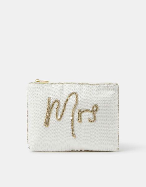 Mrs Sequin Bridal Pouch, , large