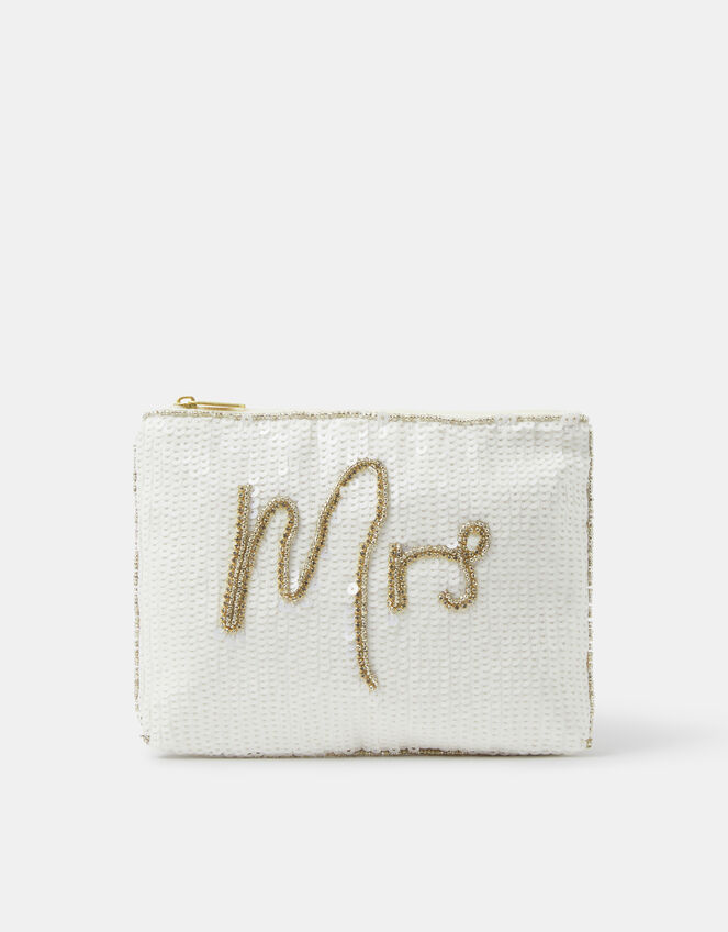 Mrs Sequin Bridal Pouch, , large