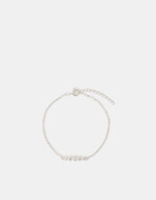 Sterling Silver Diamanté Bobble Chain Bracelet, , large