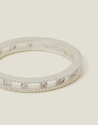 Sterling Silver-Plated Diamanté Band Ring, Silver (ST SILVER), large