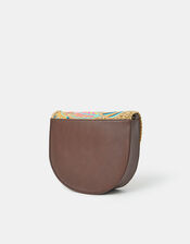 Embroidered Raffia Crossbody Bag, , large