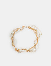 Twisted Diamanté Pearl Collar Necklace, , large