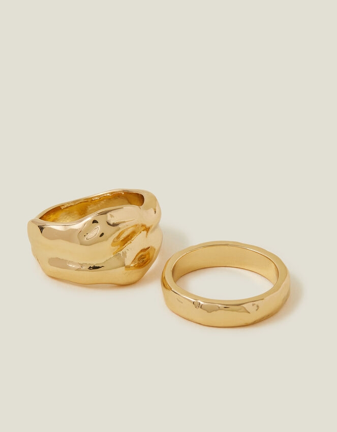 2-Pack Textured Chunky Rings Gold | Stacked rings | Accessorize Global