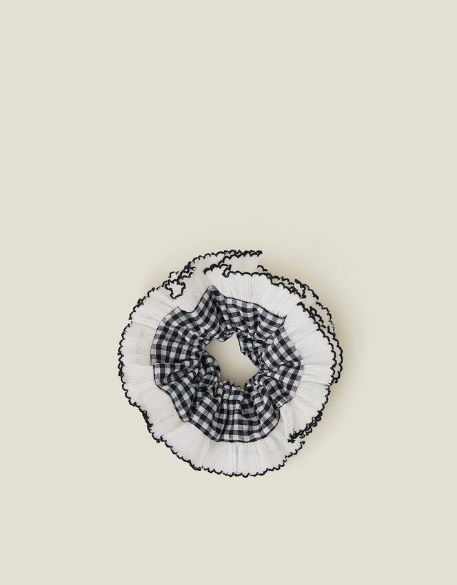 Oversized Gingham Hair Scrunchie, , large