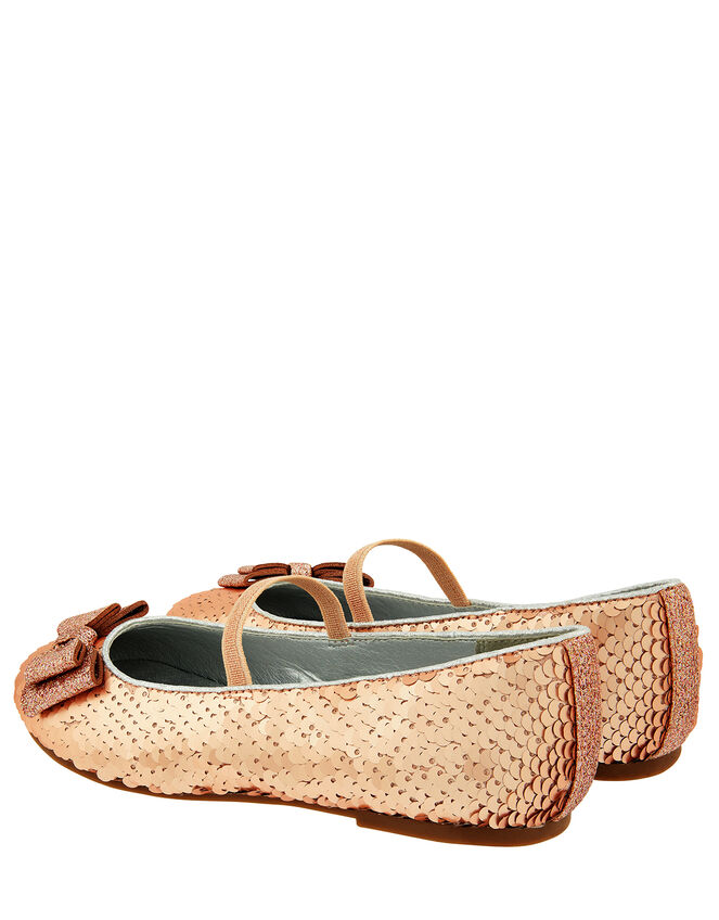 Sequin Bow Ballerina Flats, Gold (GOLD), large