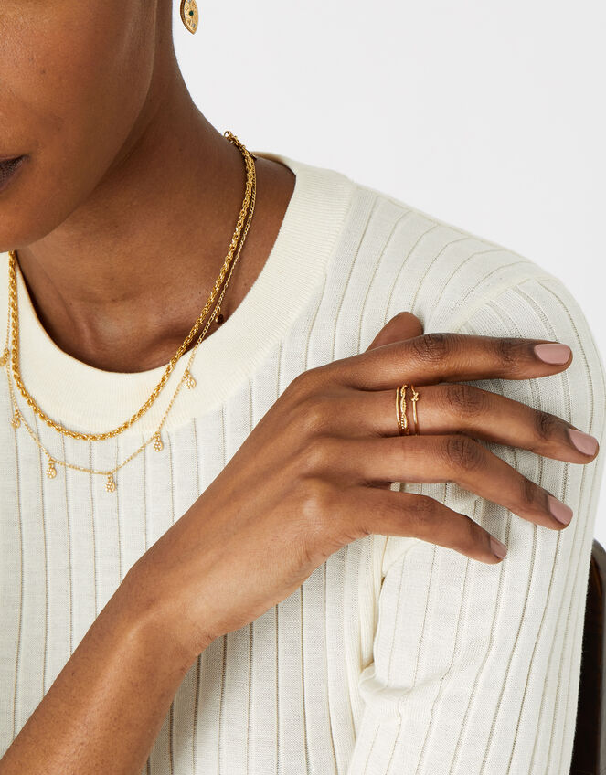 Gold-Plated Knot and Twist Stacking Ring Set, Gold (GOLD), large