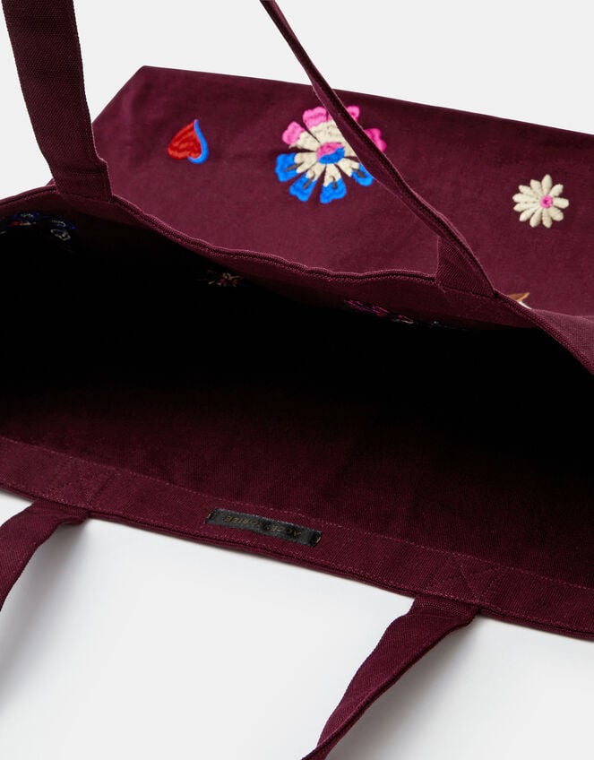 Floral Embroidered Shopper Bag, , large