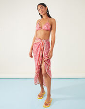 Shell Print Triangle Bikini Top, Orange (CORAL), large