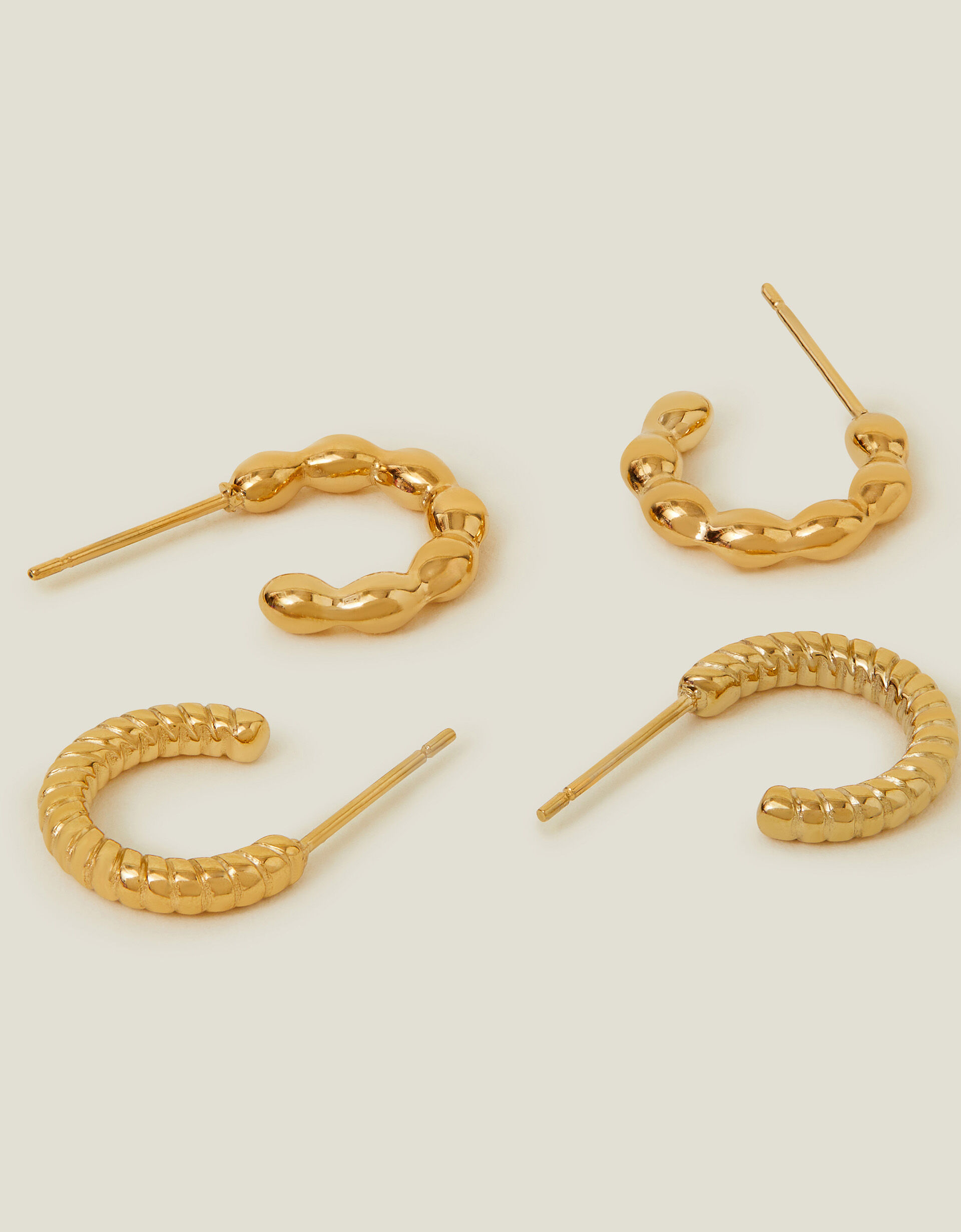 2 Pack 14ct Gold Plated Twisted Huggie Hoop Earrings Accessorize Global Navigation Catalog Accessorize Global