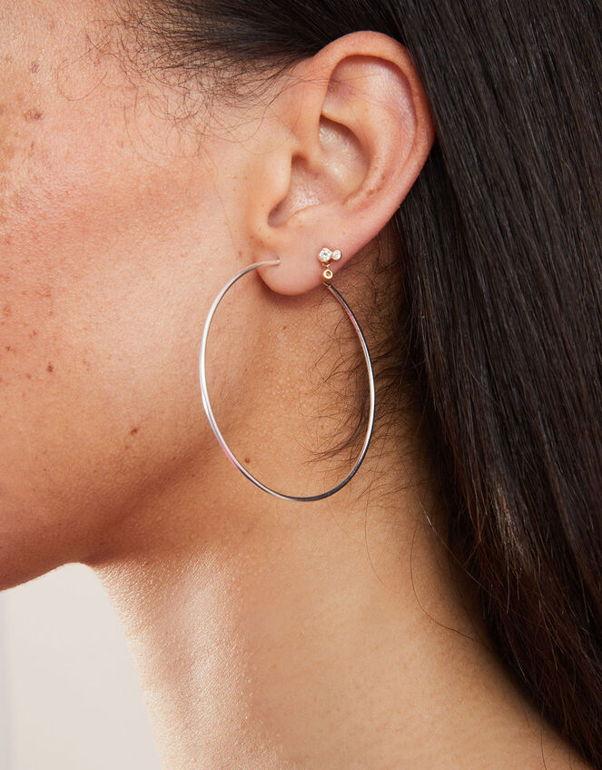 Riley Silver Hoop Earrings - Large main image 0