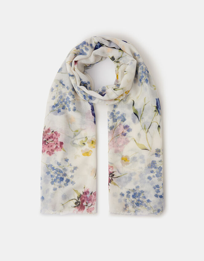 Lightweight Gardenia Print Scarf, , large