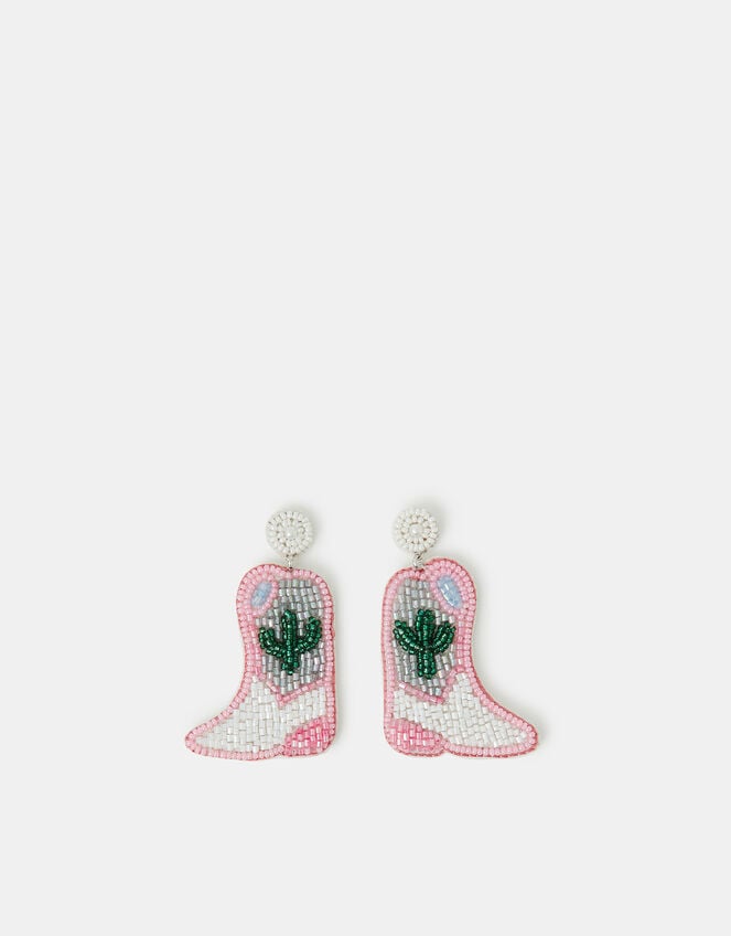 Cowboy Boot Beaded Drop Earrings, , large