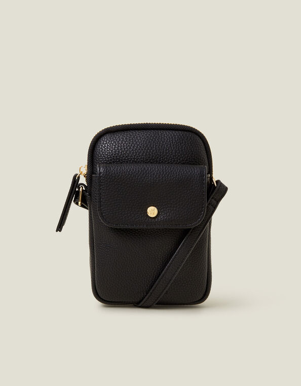 Faux Leather Pocket Phone Bag, Black (BLACK), large