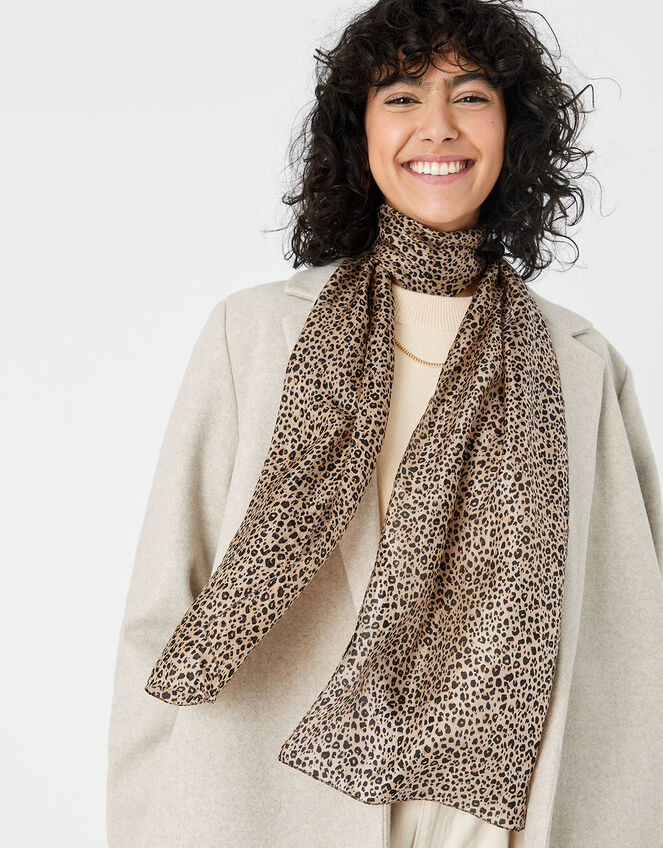 Leopard Print Scarf in Pure Silk | Lightweight scarves | Accessorize Global