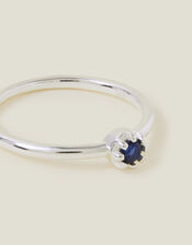 Sterling Silver-Plated Sparkle Ring, Blue (BLUE), large