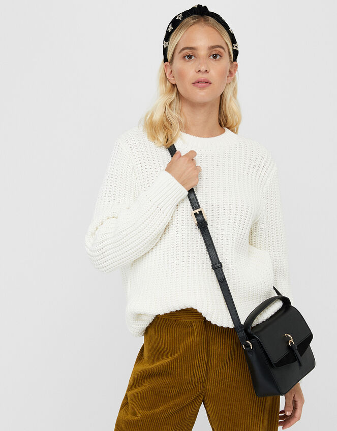 Lula Mini Flap Leather Cross-Body Bag, Black (BLACK), large