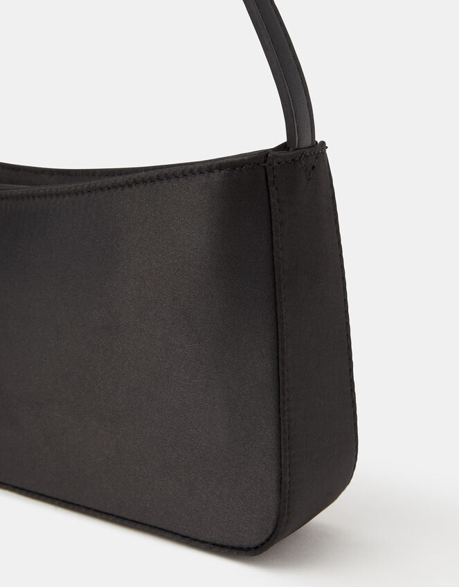 Satin Shoulder Bag, Black (BLACK), large