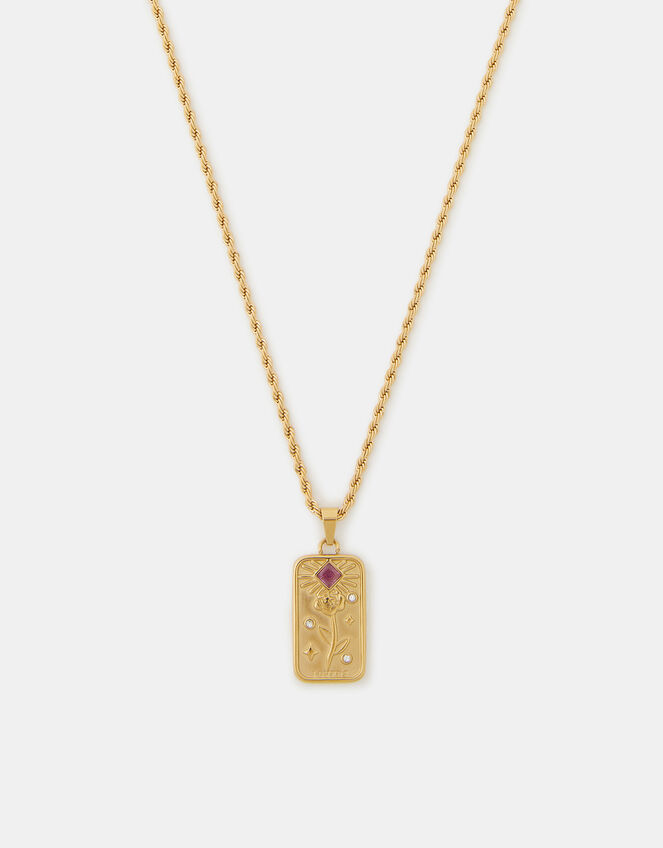 Stainless Steel Flower Tag Pendant Necklace, , large