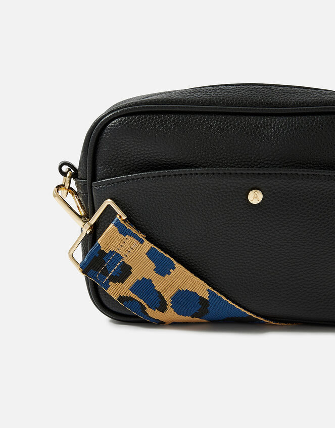 Oversized Leopard Bag Strap, Blue (NAVY), large