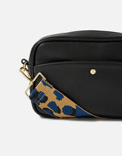 Oversized Leopard Bag Strap, Blue (NAVY), large