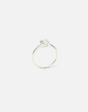 Sterling Silver Round Solitaire Ring, White (ST CRYSTAL), large
