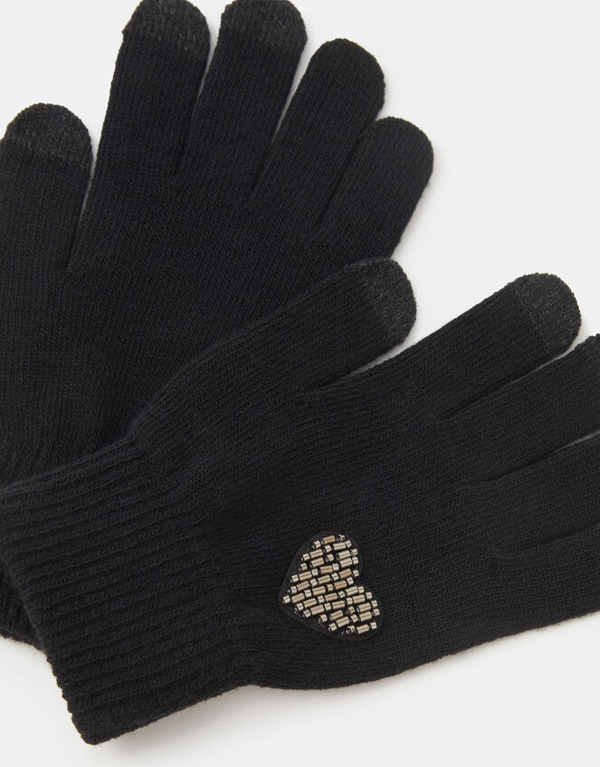 Beaded Heart Touchscreen Gloves, , large