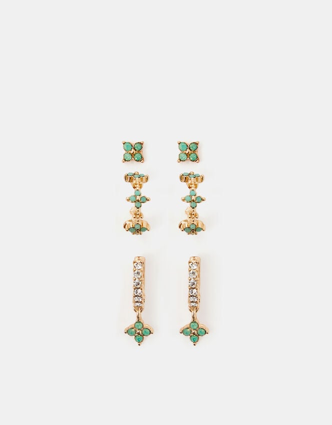 3-Pack Flower Stud & Hoop Earrings, , large