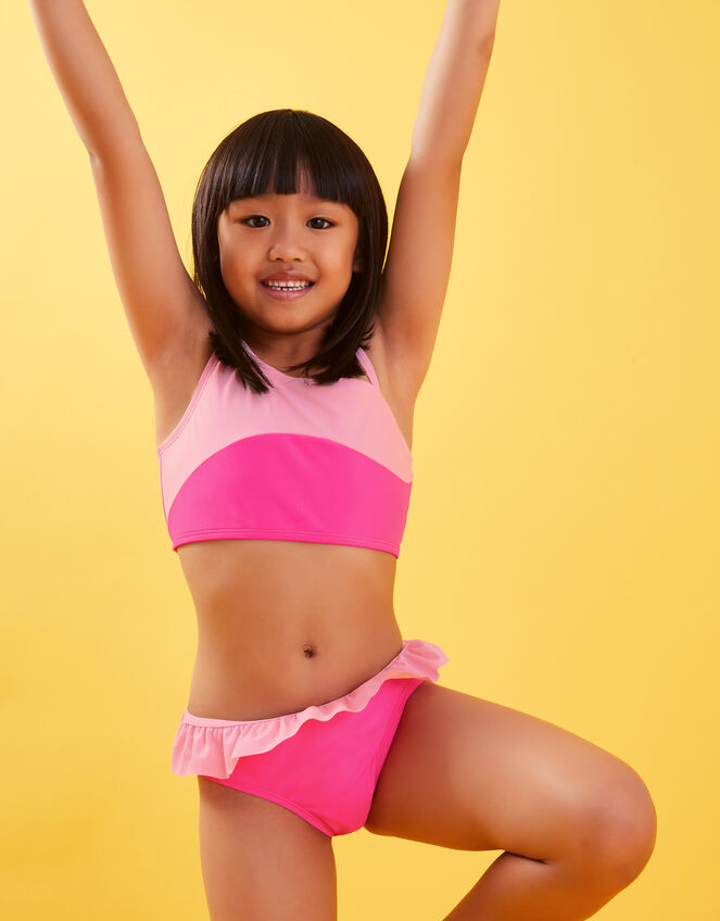 Girls Colourblock Bikini Set, Pink (PINK), large