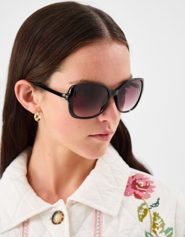 Oversized Square Sunglasses, Black (BLACK), large