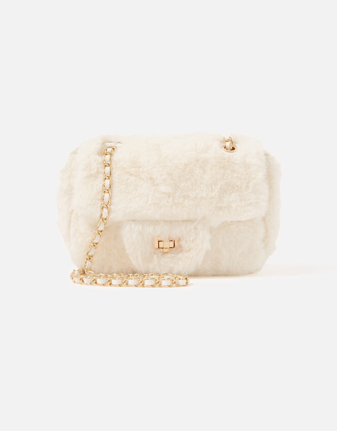 Billie Mini Faux Fur Cross-Body Bag , Cream (CREAM), large