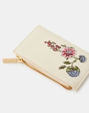 Floral Embroidered Card Holder, , large