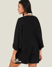 Embroidered Beach Shirt, Black (BLACK), large