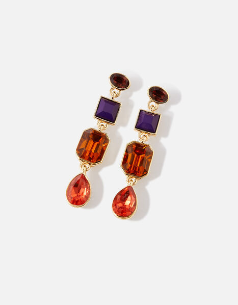 Amber Eclectic Stone Long Drop Earrings, , large