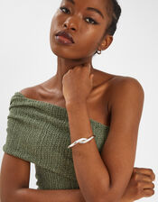 Twist Knot Hinge Bangle Silver, , large