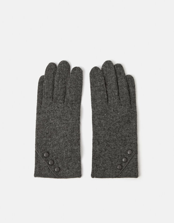 Plain Wool Gloves, Grey (GREY), large