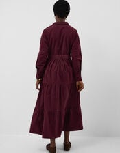 Belted Corduroy Maxi Dress, Red (BURGUNDY), large