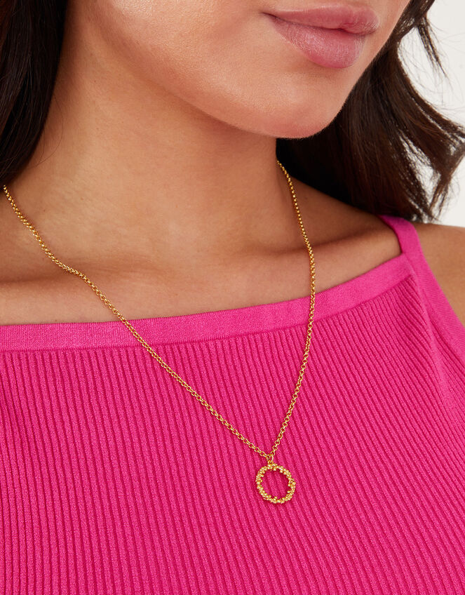 14ct Gold-Plated Bobble Circle Pendant Necklace, , large