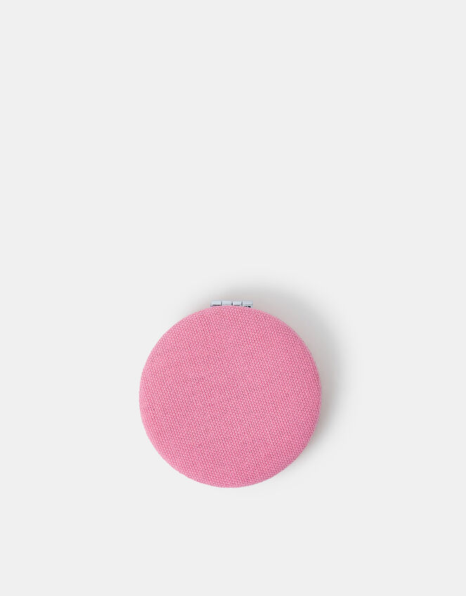 Initial Embroidered Compact Mirror, Pink (PINK), large