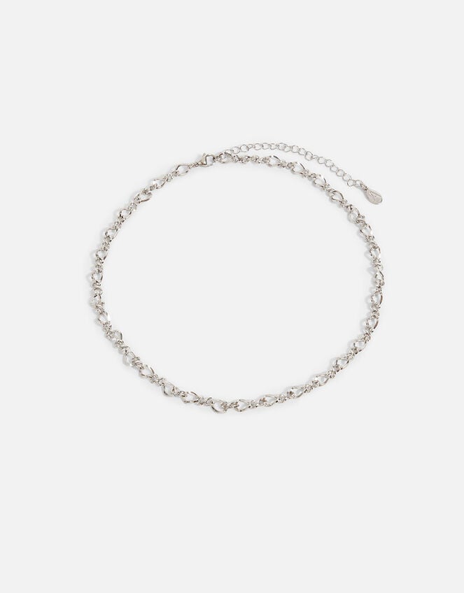 Stainless Steel Fancy Chain Necklace, Silver (SILVER), large