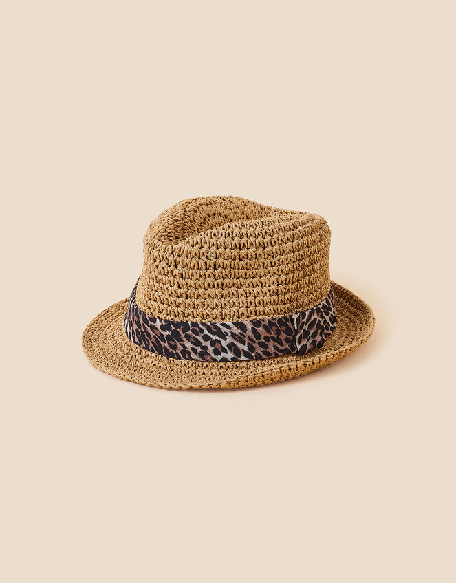 Animal Print Band Trilby, , large