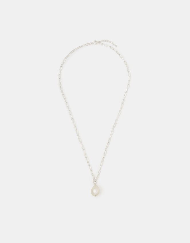 Sterling Silver Pearl Pendant Necklace, , large