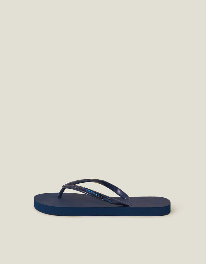 Gemstone Flip Flops, Blue (NAVY), large