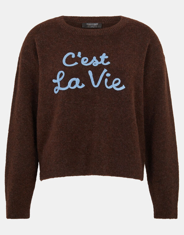 C'est La Vie Jumper, Brown (CHOCOLATE), large
