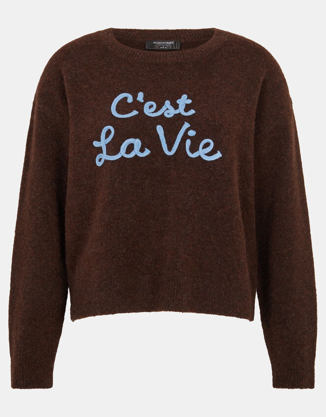 C'est La Vie Jumper, Brown (CHOCOLATE), large
