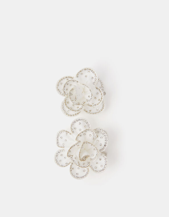 2-Pack Girls Diamanté Flower Hair Clips, , large