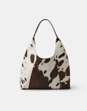Cow Print Leather Shoulder Bag, , large