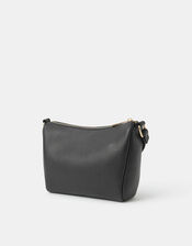 Zip Front Crossbody Bag, Black (BLACK), large