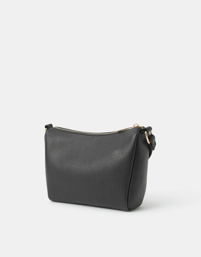 Zip Front Crossbody Bag, Black (BLACK), large