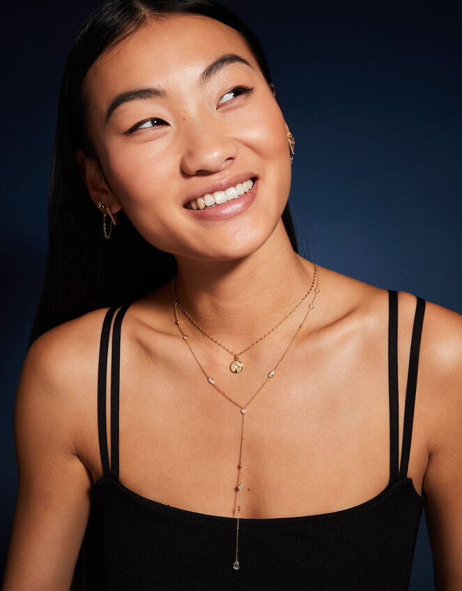 14ct Gold-Plated Pear Y-Chain Necklace, , large